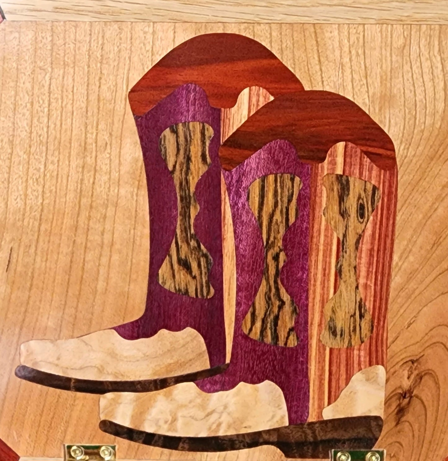 Decorative Jewelry Box | Western Sailors Keepsake Box | Handcrafted With Hardwood Inlay | Nautical And Western Theme | Emerald Felt Lining