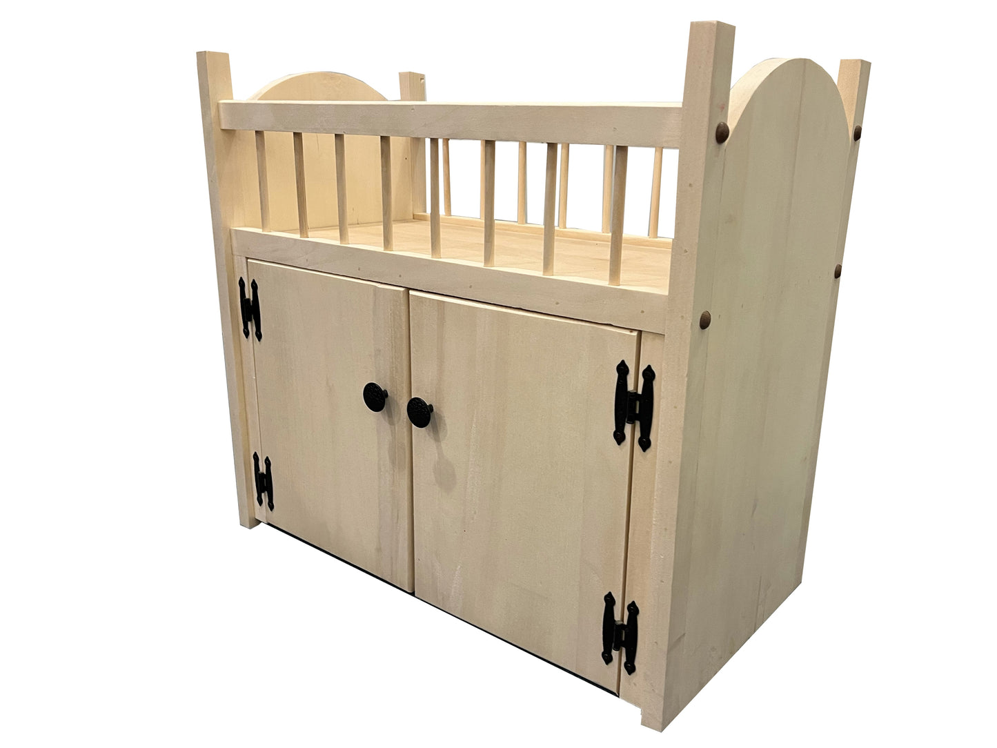 CribTop Doll Bed With Cupboard | American Girl Doll Collection | Vintage Cradle With Doll Clothes Cubby