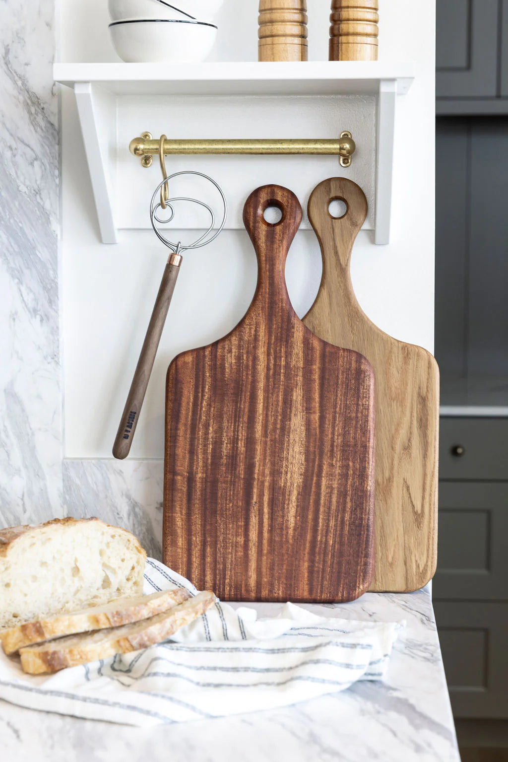Danish Dough Hook | Sourdough Bread Whisk | Hardwood Walnut Cherry Maple Kitchen Breadmaker | Stainless Steel Whisk