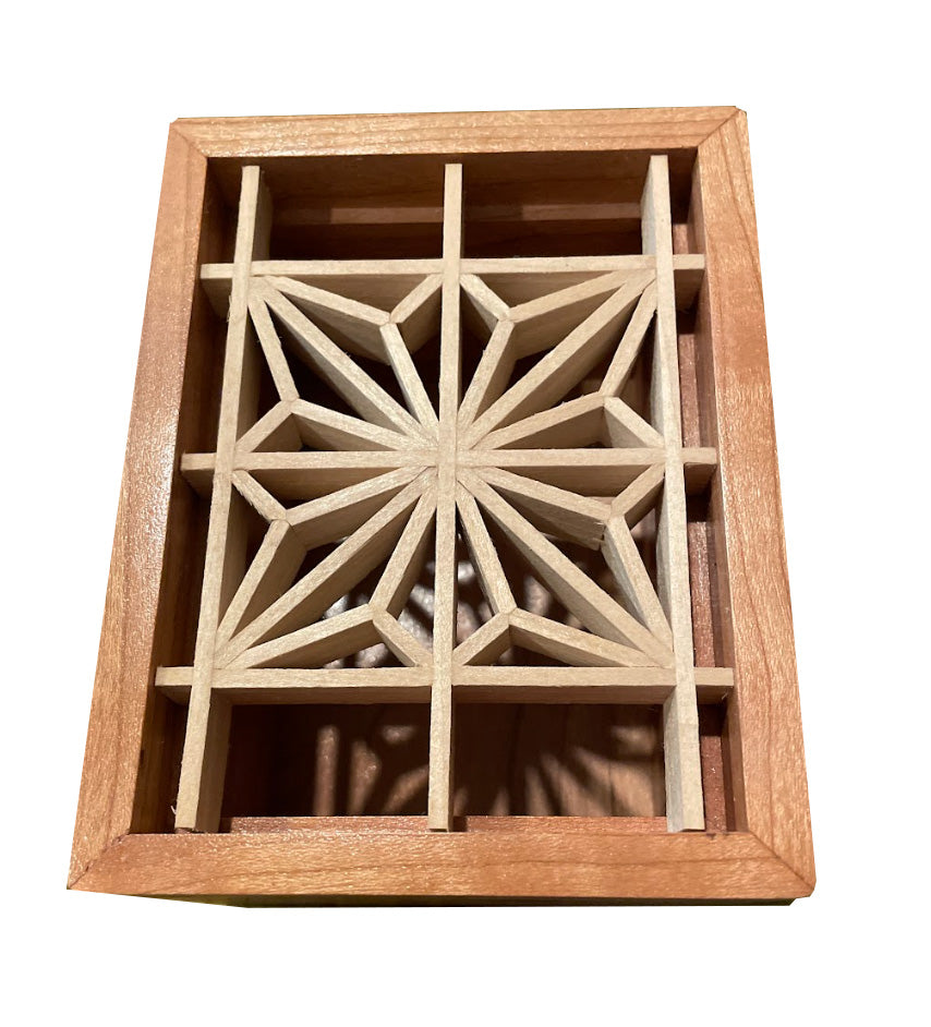 Kumiko Keepsake Box | Asa-No-Ha Lotus Flower Design | Kumiko Lid | Japanese Shoji Style Design With Removable Lattice Lid