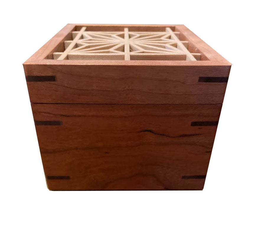 Kumiko Keepsake Box | Asa-No-Ha Lotus Flower Design | Kumiko Lid | Japanese Shoji Style Design With Removable Lattice Lid