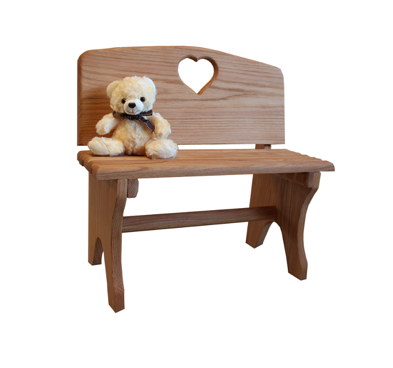 Child's Love Seat | Bedroom Decor For Kids | Hardwood Children's Bench | Fashioned From Red Oak | Decorative Home Furnishings