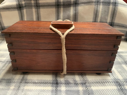 Hardwood Tea Box | Tea Organizer | Black Walnut Tea Box With Hemp Rope Clasp | Vintage Kitchen Decor | Mother's Day Gift