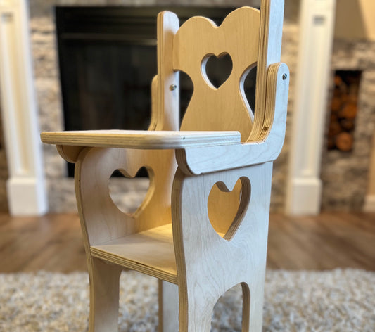 Doll High Chair | Vintage Doll Furniture | Handmade Doll Kitchen Chair | Birch Hardwood | American Girl Doll Compatible